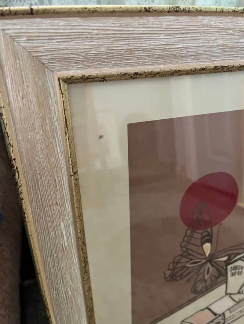 シルクスクリーン 限定版 サイン、ED有 額入り ジニー・キム 希少 蝶