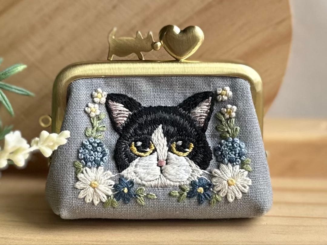 うさこ様　手刺繍猫のがま口　3点