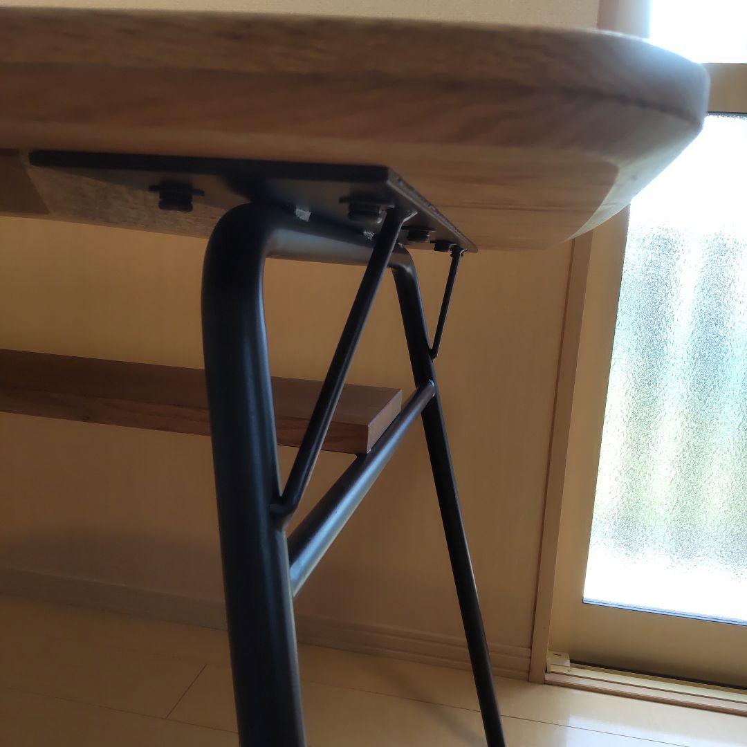 モモナチュラル momonatural ダイニングテーブル 棚あり アイアン脚