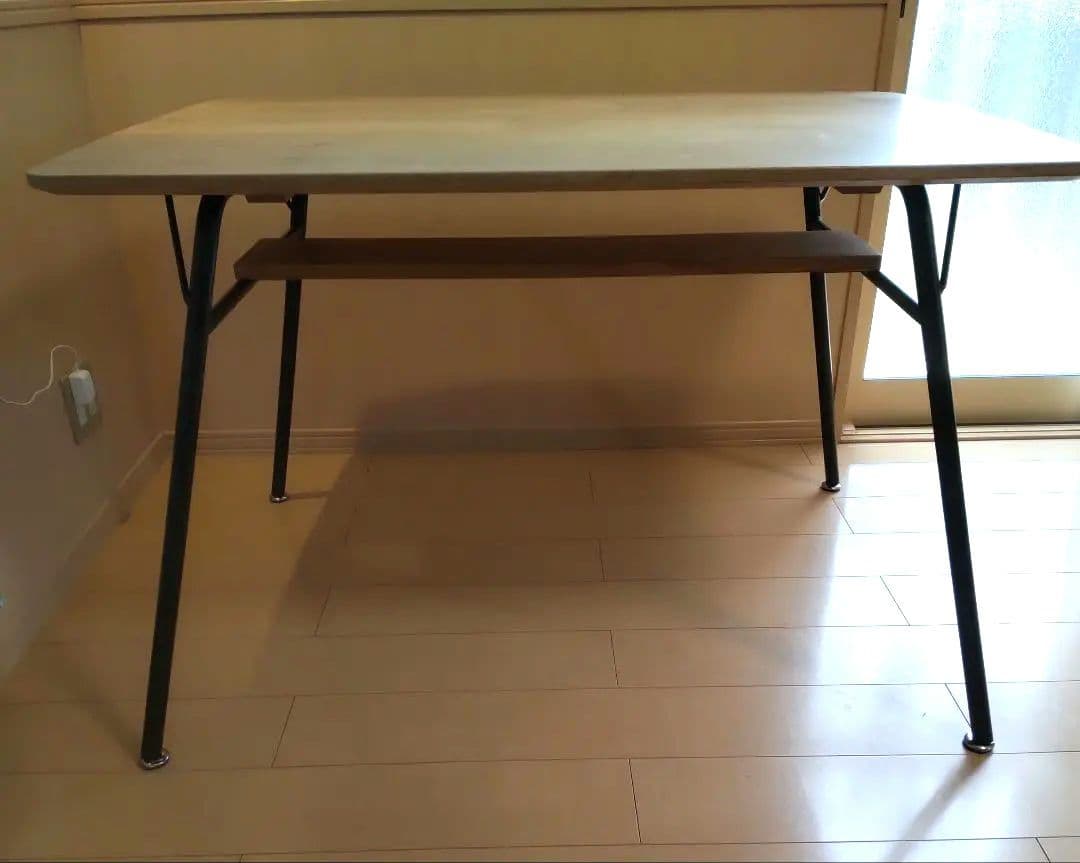 モモナチュラル momonatural ダイニングテーブル 棚あり アイアン脚