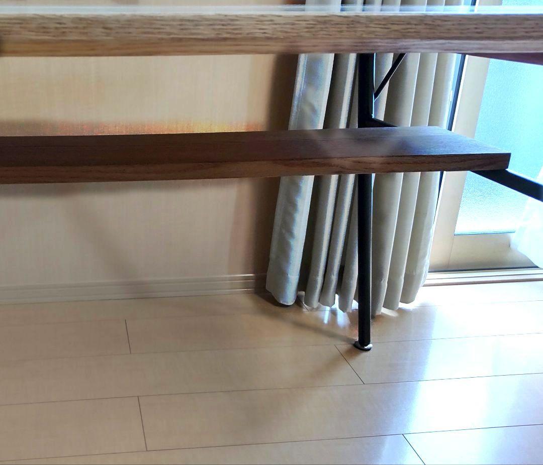 モモナチュラル momonatural ダイニングテーブル 棚あり アイアン脚