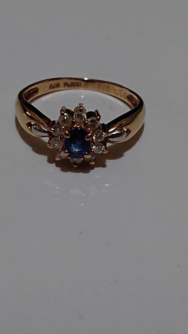 k18 pt900コンビフラワーモチーフリング