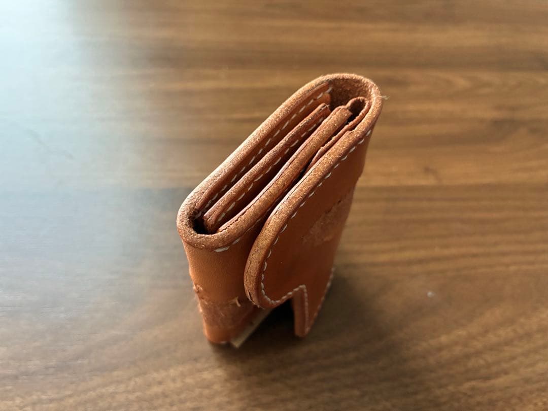 焼印　栃木レザー（サドル）　ナチュラル　コンパクト財布　ヌメ革