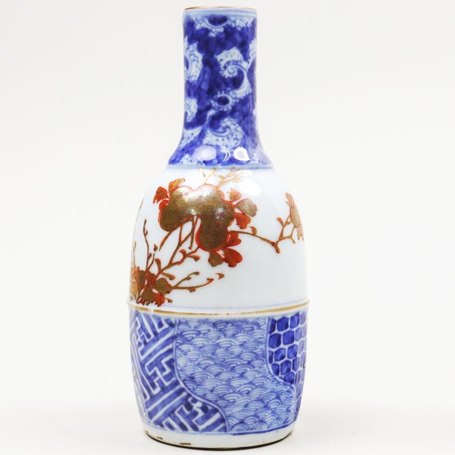 錦手捻祥瑞徳利 一対 酒器 酒注 花生け 収納箱