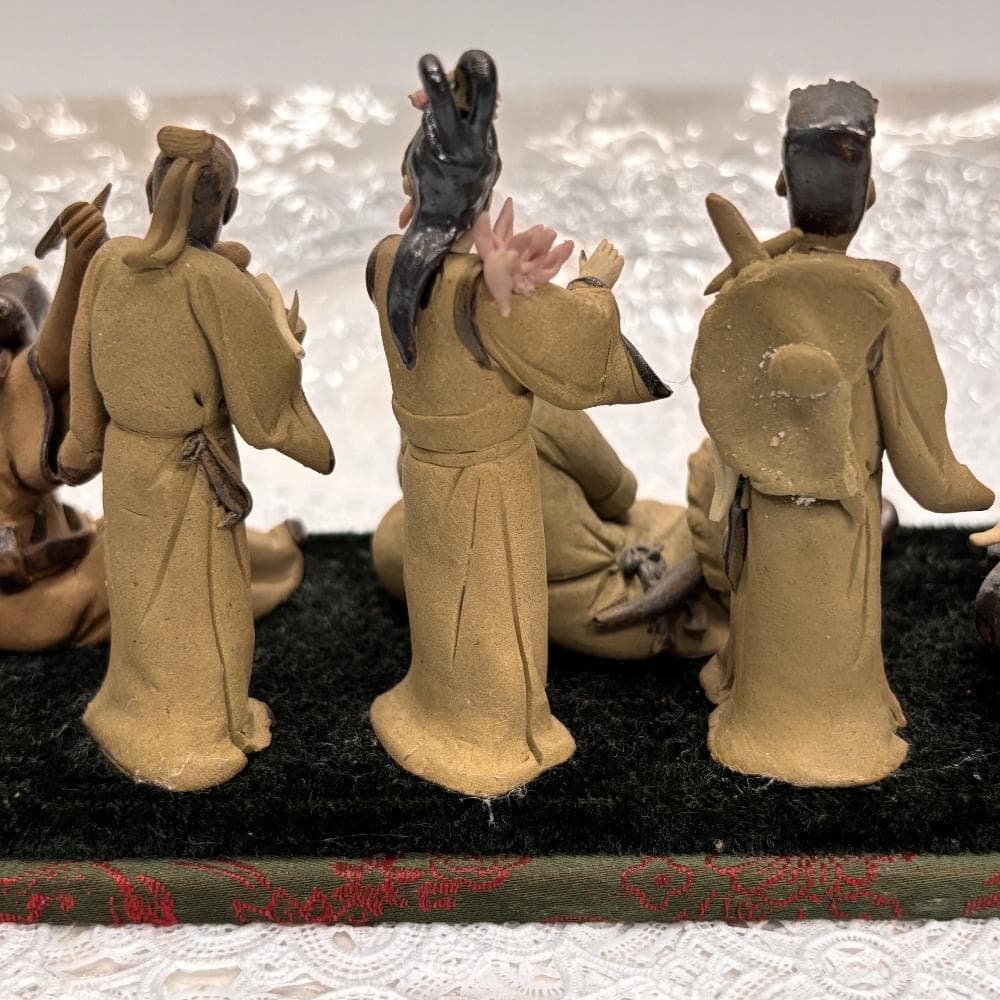 難あり 中国伝統美術工芸品 石湾陶器 八仙人 陶器豆人形 細密細工