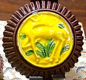 九谷焼　中村梅山作　交趾　鹿香合　無傷　保護箱　保証。