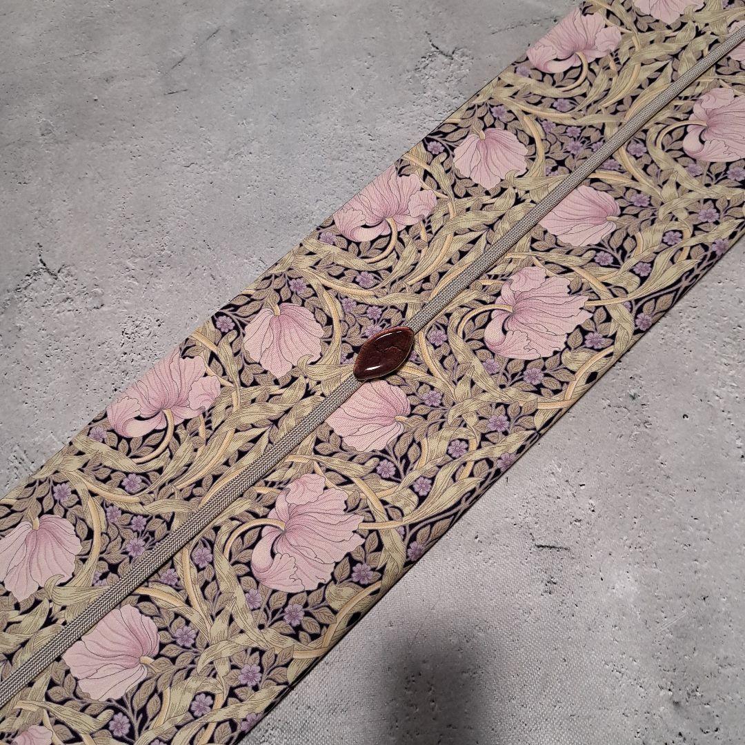 開き名古屋帯 ウィリアムモリス ピンパーネル ラベンダー×正絹紬 米沢