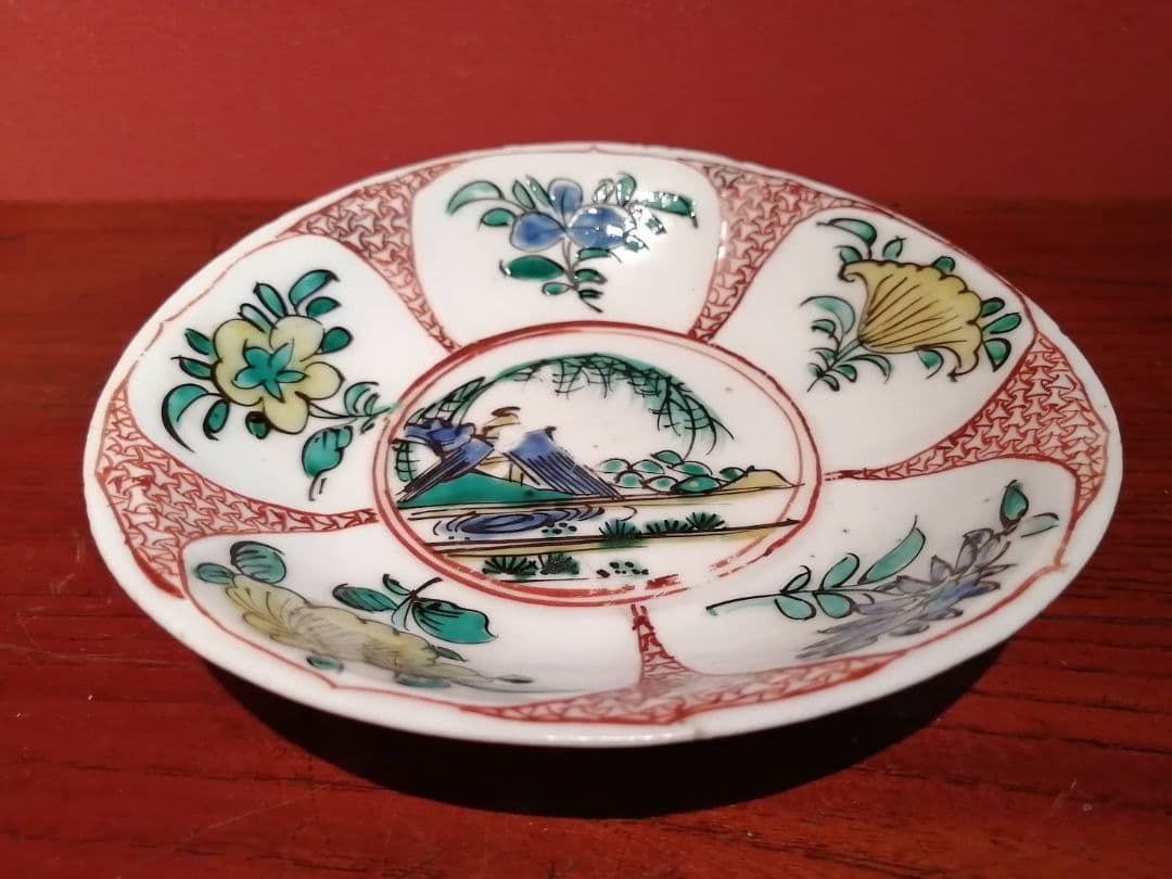 最終価格】古九谷色絵苫屋図皿（江戸前期）