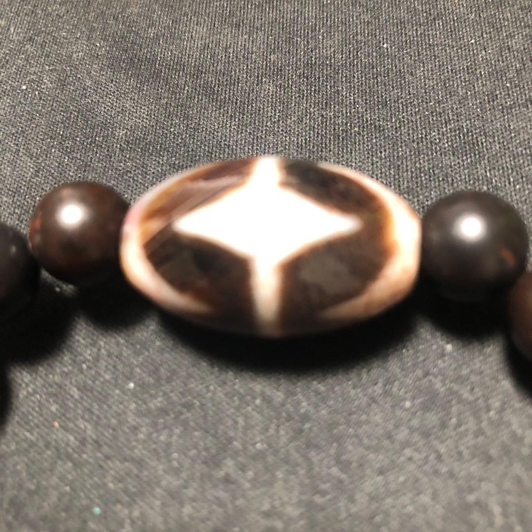 西蔵天珠‼️西蔵老礦龍紋米粒型双虎牙天珠老玉珠ブレスレット（念珠）