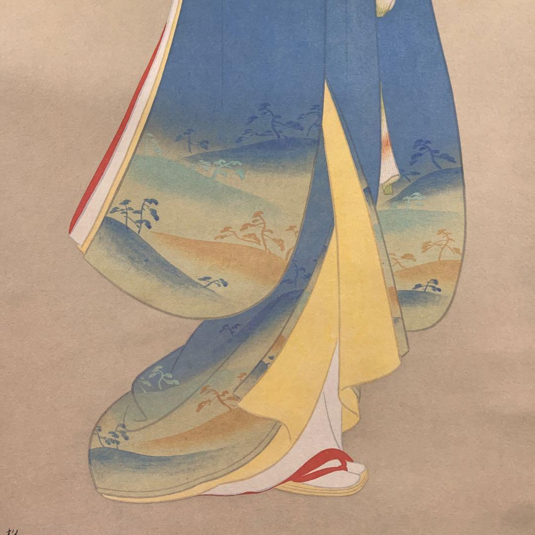 美品 掛け軸 上村松園筆「春信」桜美人 名画 解説付き