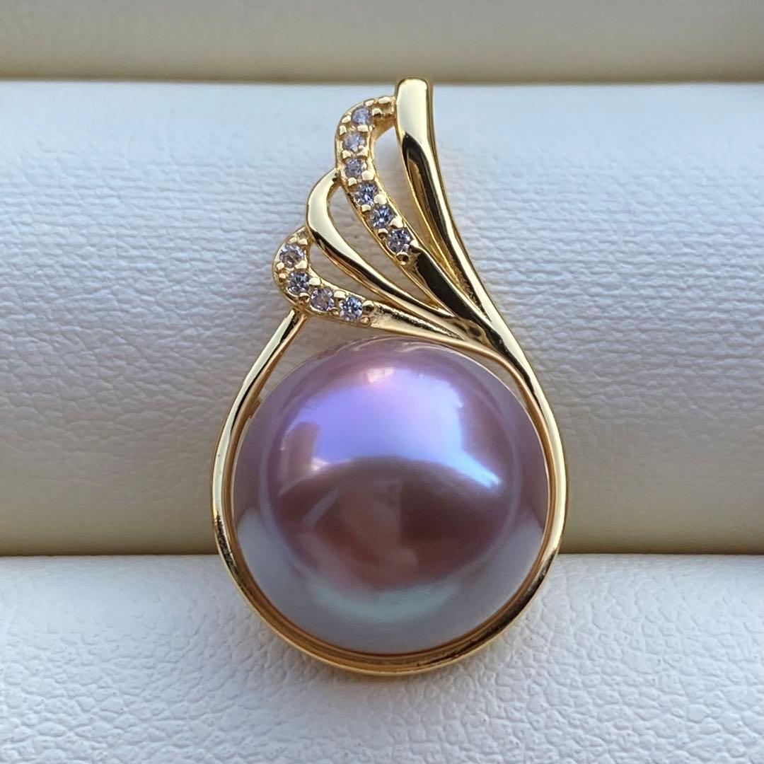 本真珠 淡水エジソンパールネックレストップ 11.6mm紫PT943 - メルカリ