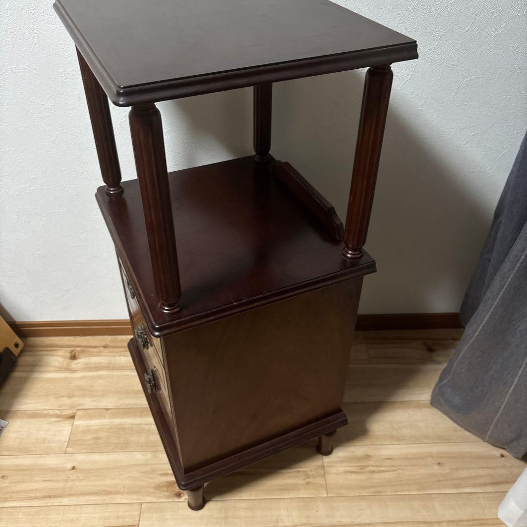 アヤノクラフト 3段引き出し付き アンティーク サイドテーブル 木製 最