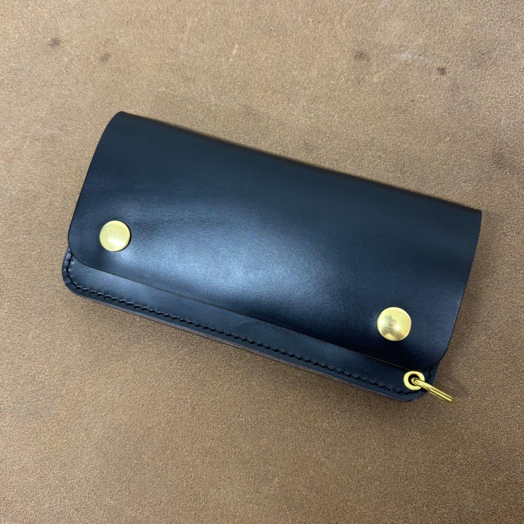 クロムエクセル　トラッカーウォレット　黒　茶心　3層　HORWEEN