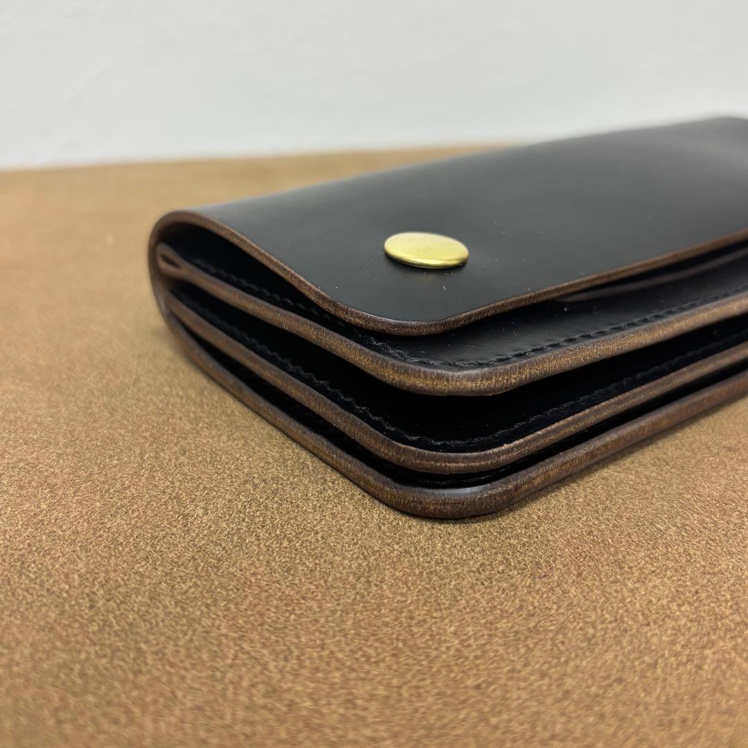 クロムエクセル　トラッカーウォレット　黒　茶心　3層　HORWEEN