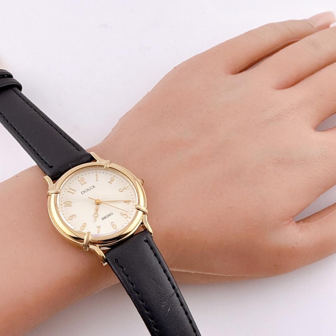 【美品/希少/電池交換済】SEIKO　DOLCE　腕時計　新品ベルト　ゴールド