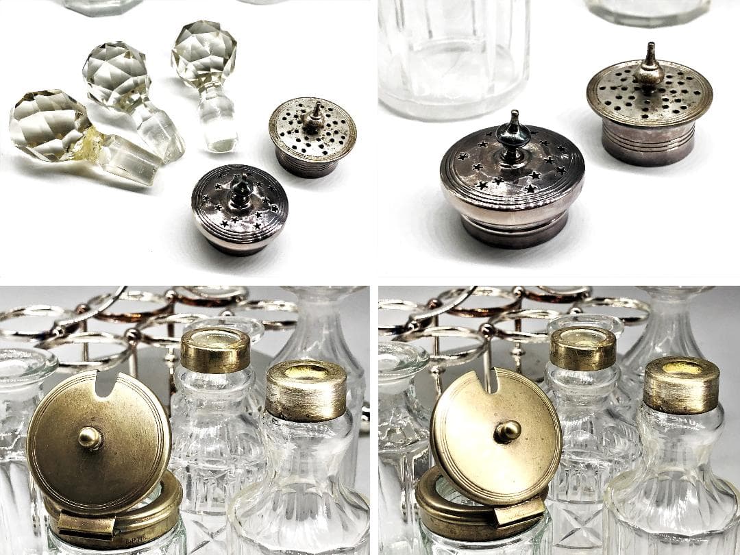 1900年ドイツ製 卓上セット 】 ガラス瓶/調味料ボトル