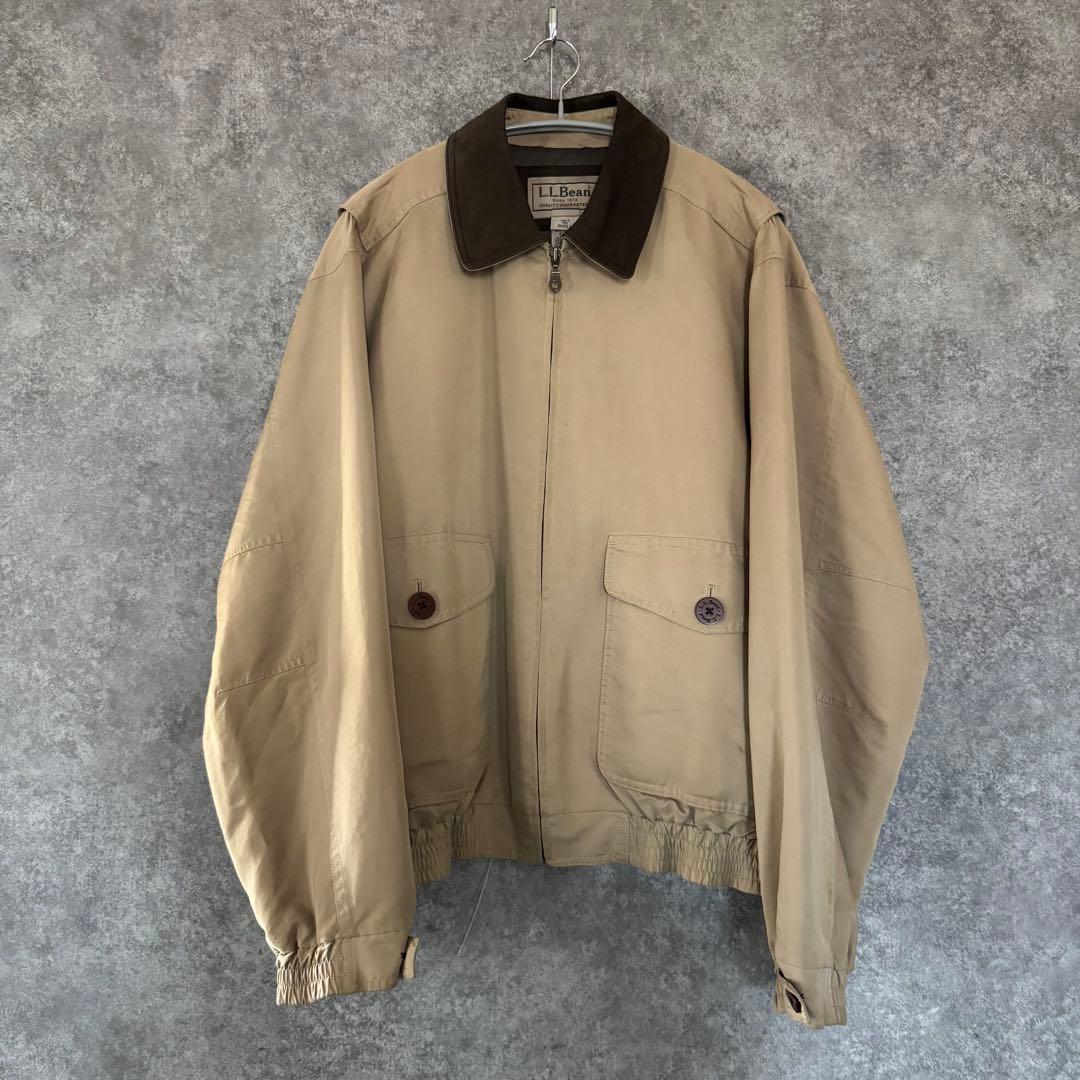 L.L.Bean　エルエルビーン　襟レザースウィングトップ　ベージュ　A-2