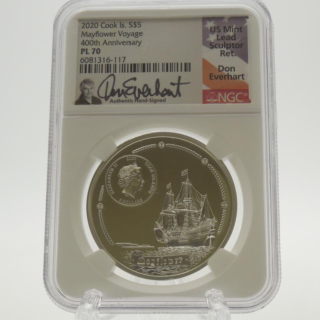 2020 クック諸島 メイフラワー号400周年 5ドル銀貨（NGC PL70） 2020