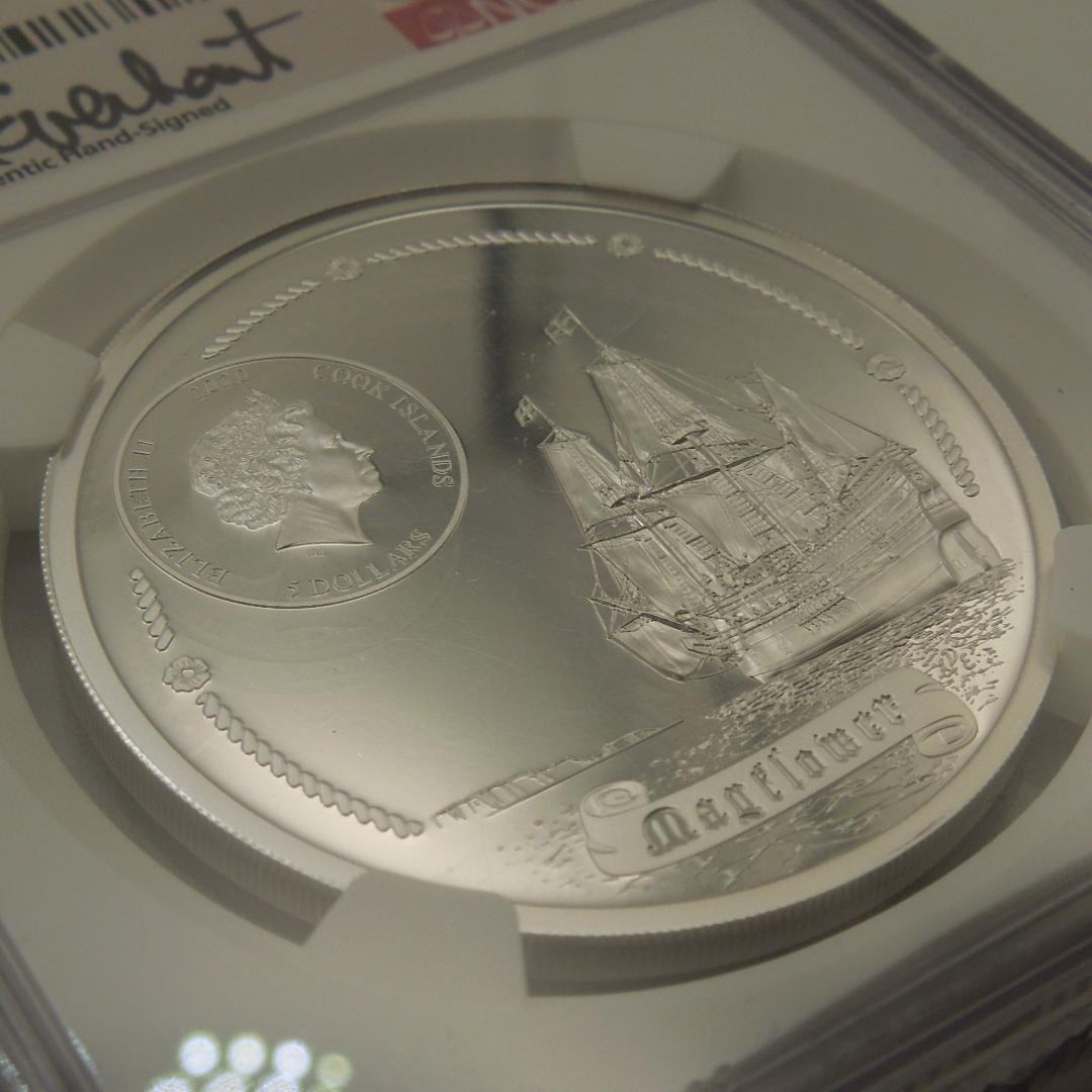 2020 クック諸島 メイフラワー号400周年 5ドル銀貨（NGC PL70）