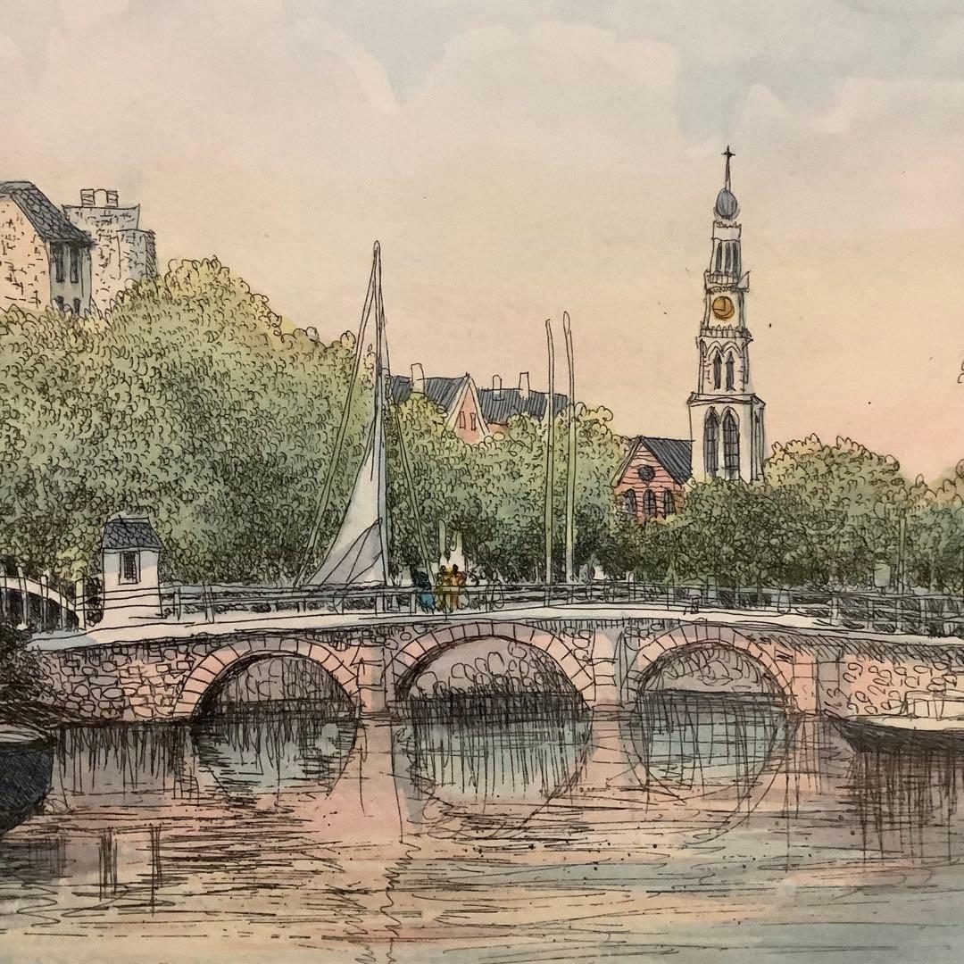 絵画・額縁・織田義郎・アムステルダム・オランダ・銅版画+手彩色