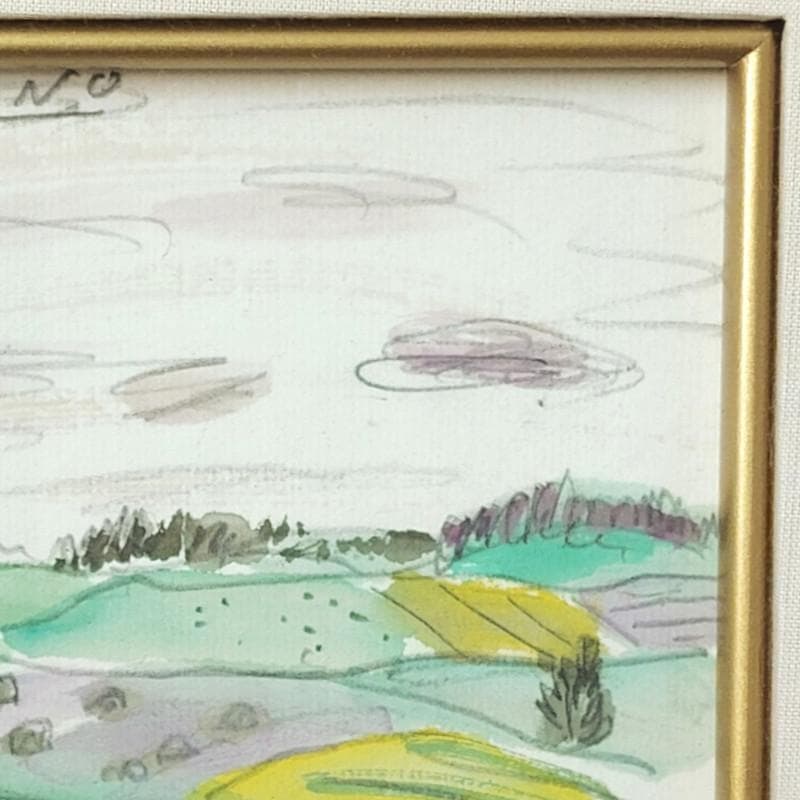 ☆小野州一☆「富良野風景」水彩画　色紙135X120ｍｍ　新品額！