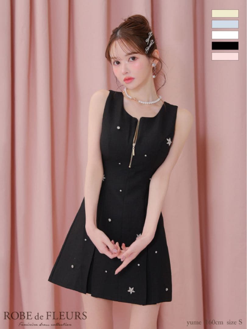 新品　robe de fleurs ドレス　M ブラック　シュガー