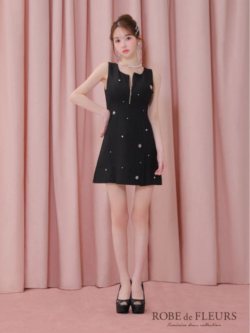 新品　robe de fleurs ドレス　M ブラック　シュガー