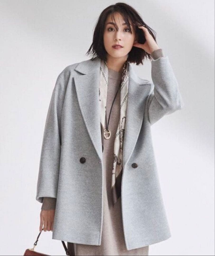 23区 ウールアンゴラビーバーチェスターコートライトグレー系