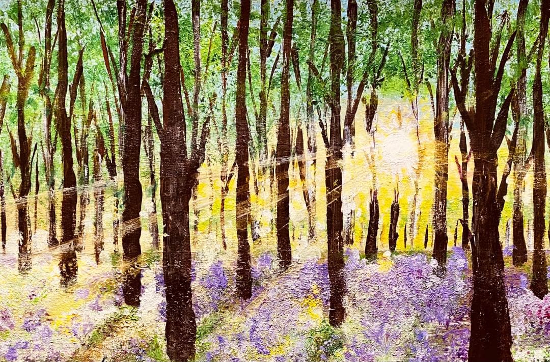 絵画「曙光」アクリル絵/新品額縁/F6号