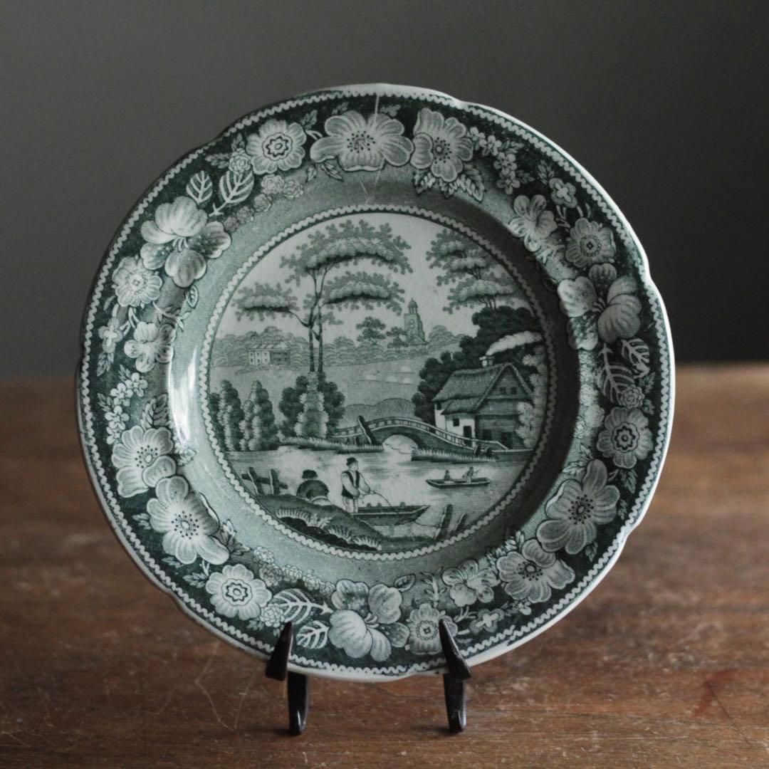 銅板転写 皿 DAWSON 古道具 アンティーク ブロカント