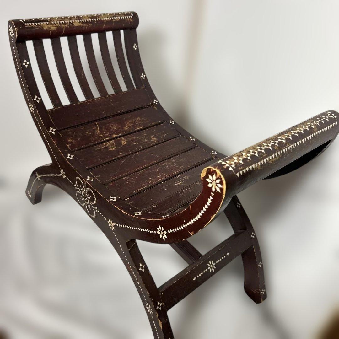 カルティニベンチ　クラブチェア　螺鈿　ロビーチェア　木製椅子