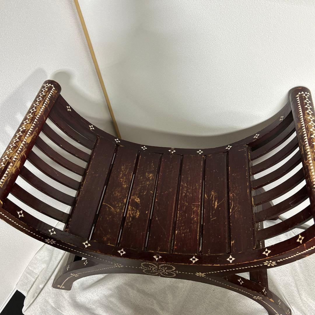 カルティニベンチ　クラブチェア　螺鈿　ロビーチェア　木製椅子