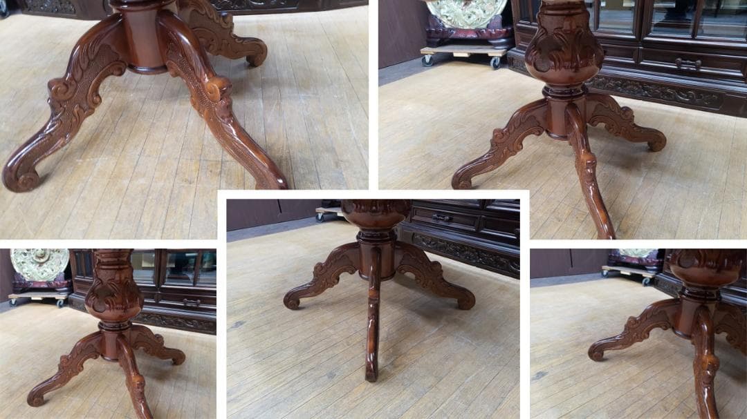 sh0꒰•ི̫͡ુ•ྀૂ꒱　イタリア製　猫脚　象嵌細工　ラウンドテーブル