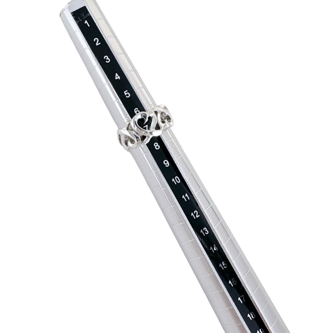 【光沢艶感仕上げ】ティファニー トリプルラビングハート シルバー リング 7号