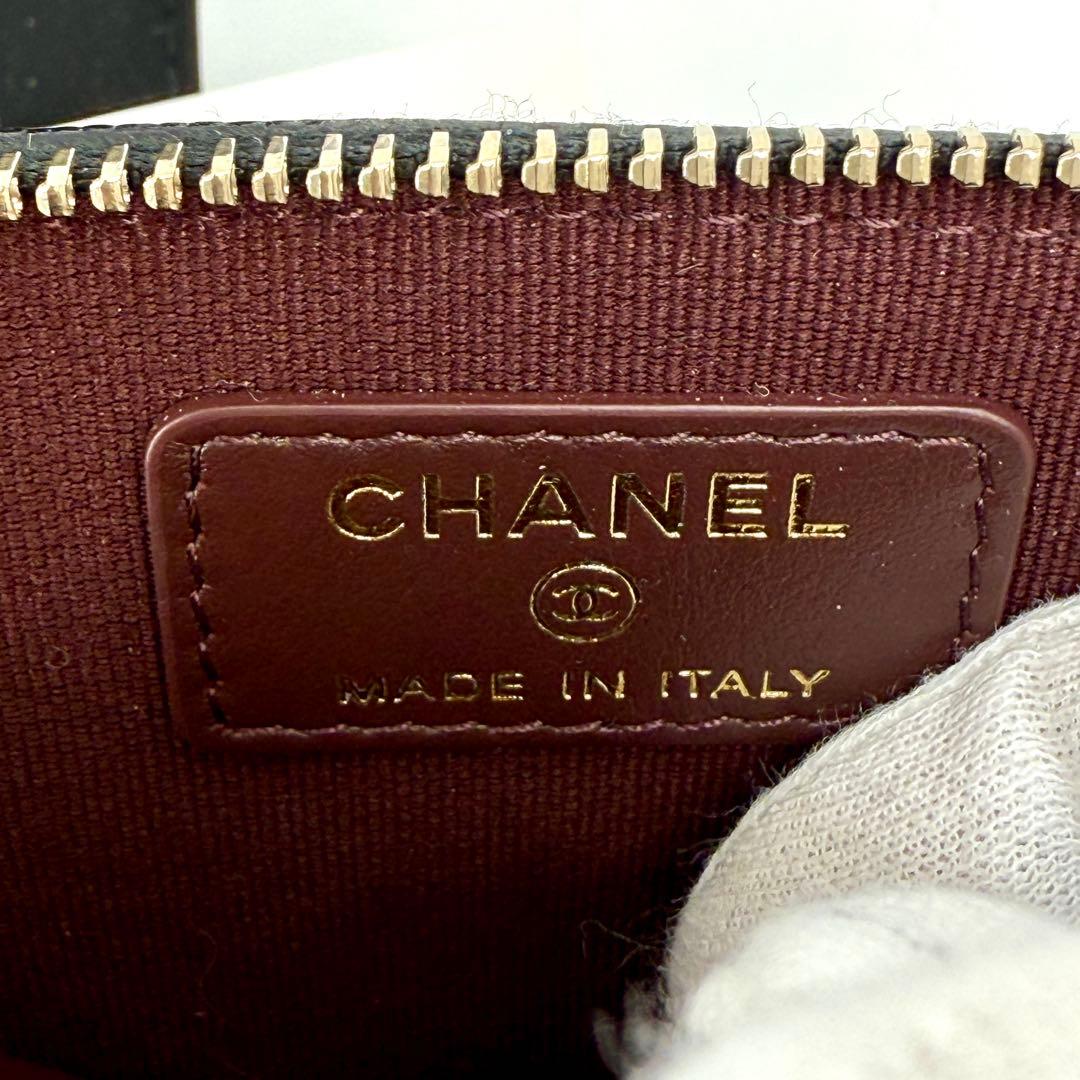 新品 CHANEL ジップ カード ケース キャビアスキン ブラック 黒