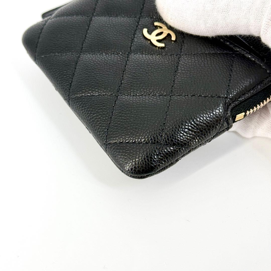 新品 CHANEL ジップ カード ケース キャビアスキン ブラック 黒
