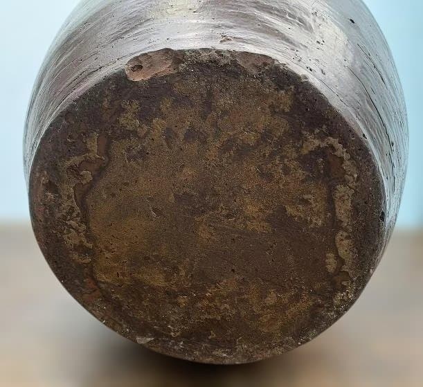 釉薬の美しい水瓶 古い唐津の焼き甕 古民具 和庭園 高さ38cm