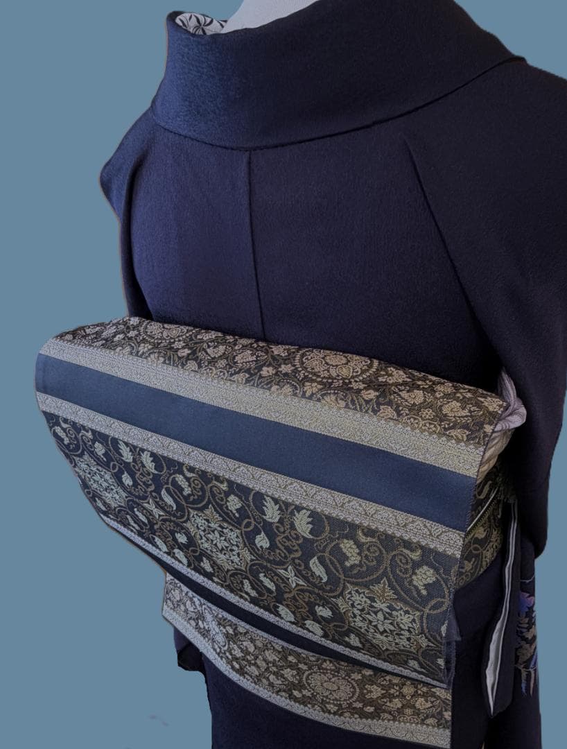 帯3箔清兵衛 草木染 正倉院間道裂織 袋帯 グレー系 未使用品 長さ