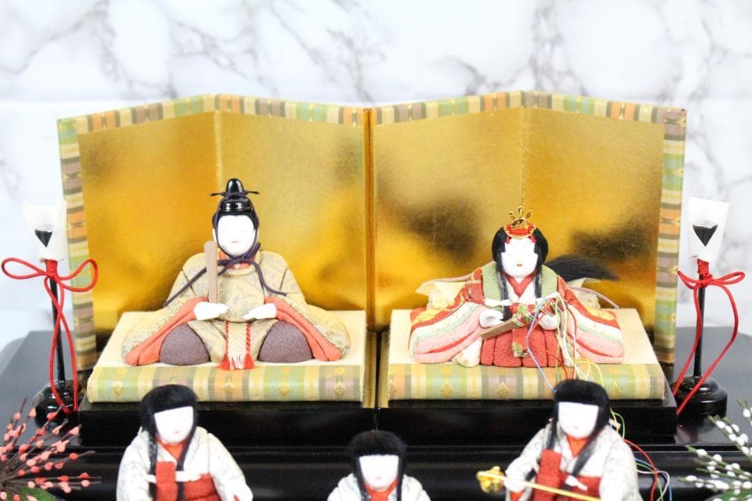 ♡松﨑 幸一光作 雛人形 五人飾 ひいな 木目込み人形 ガラスケース