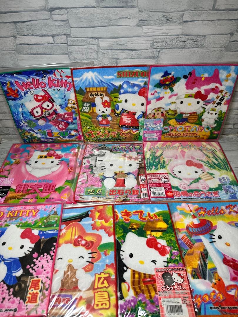 56枚セット ご当地 ハローキティ プチタオル セット ハンカチ ミニタオル