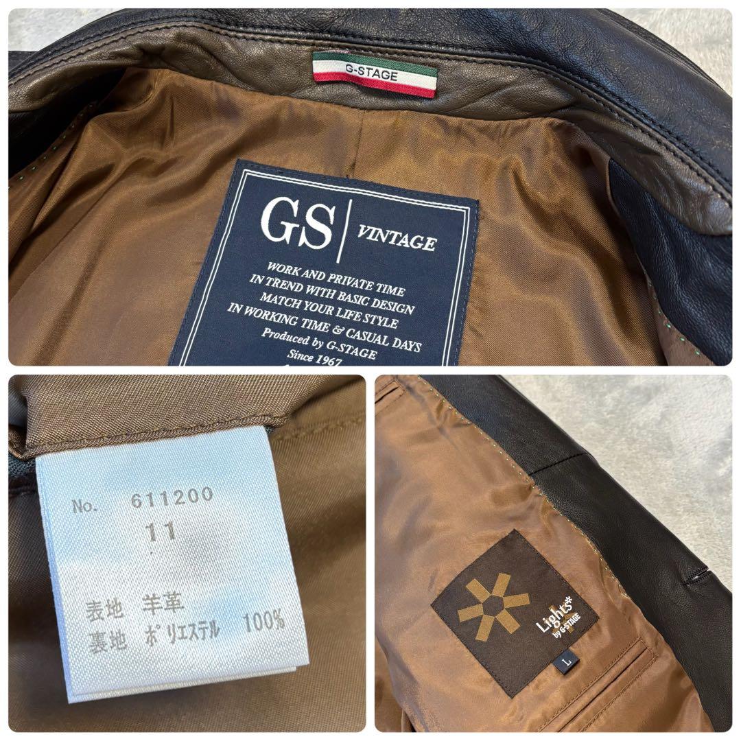 美品 2way✨ G-stage ラムレザー テーラードジャケット ブラック L｜g