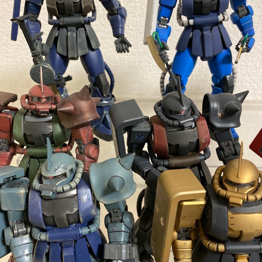 MG 1/100　ザク　ウェザリング強　11体まとめ ダメージ加工 塗装完成品