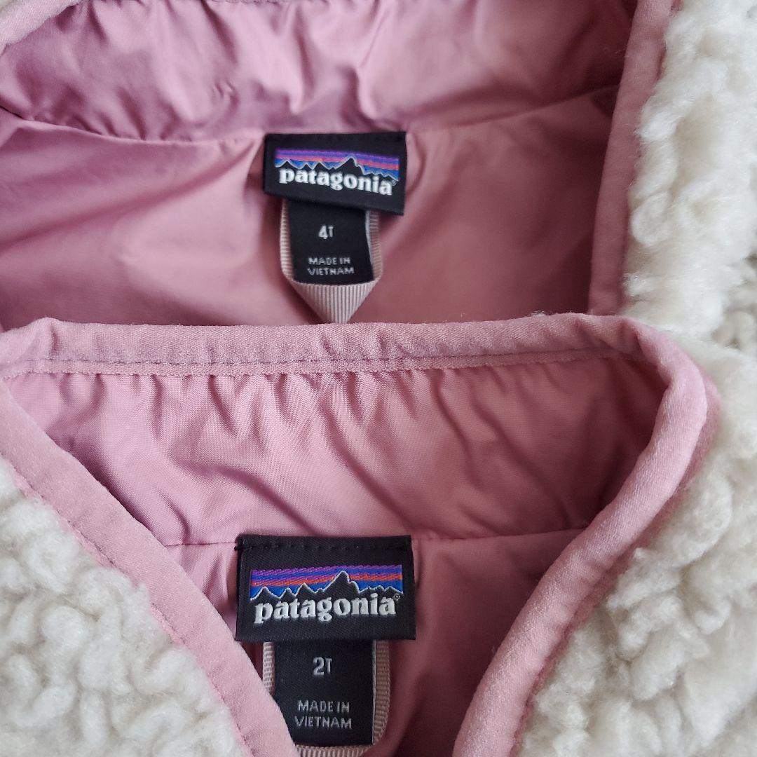 美品★パタゴニア　2t　フリースベスト　ピンク　90㎝相当　姉妹お揃い