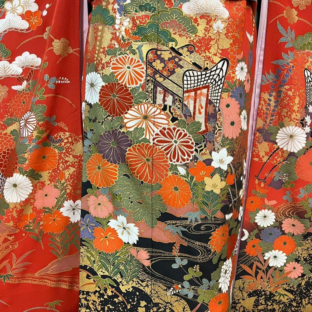振袖フルセット(7点)・成人式・古典柄・金彩加工・胴裏正絹・高級
