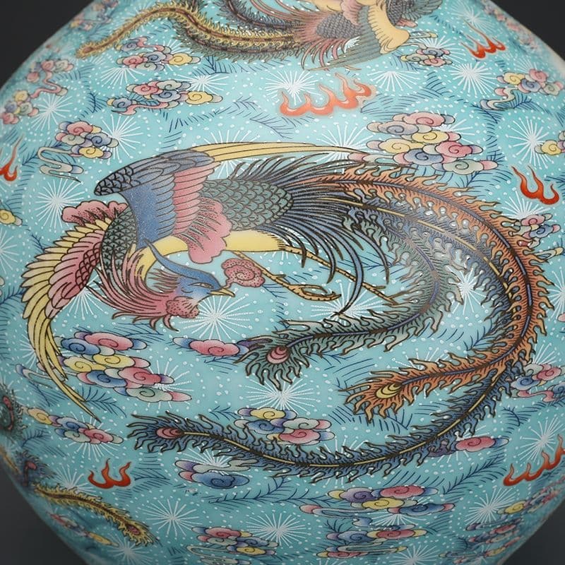 清雍正琺瑯彩鳳紋帯夜光賞瓶 景徳鎮 陶磁器 装飾品