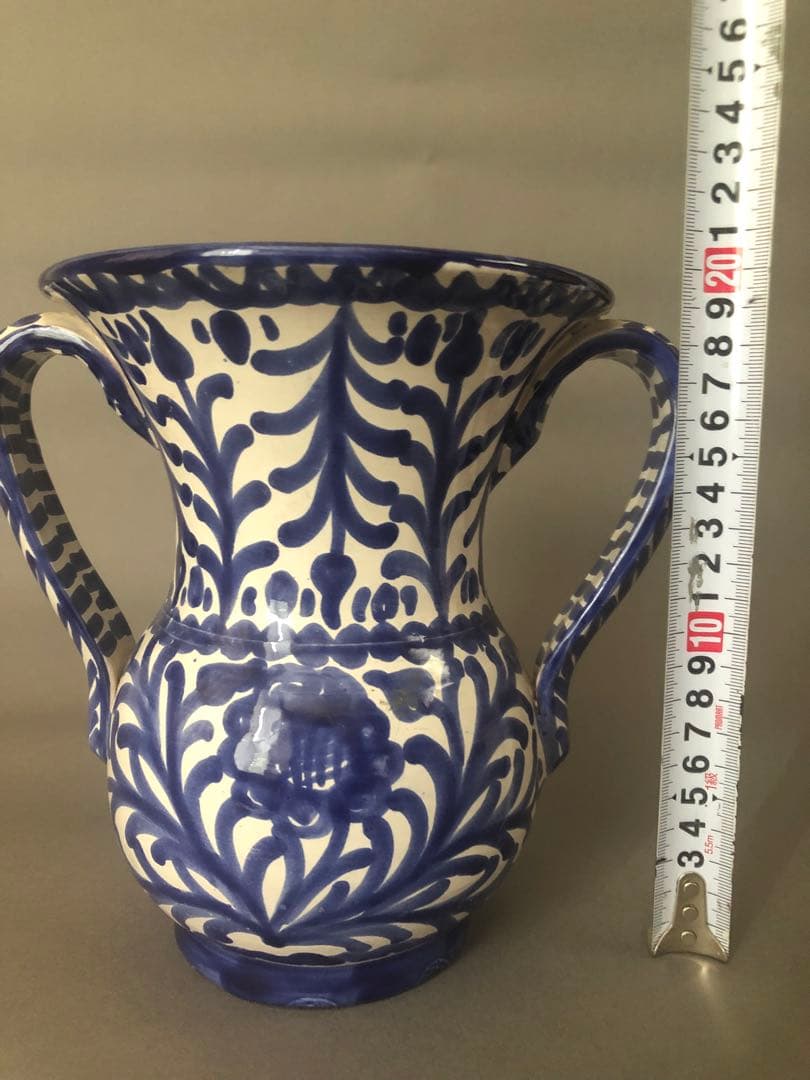 スペイン陶器　グラナダ両手付き花瓶