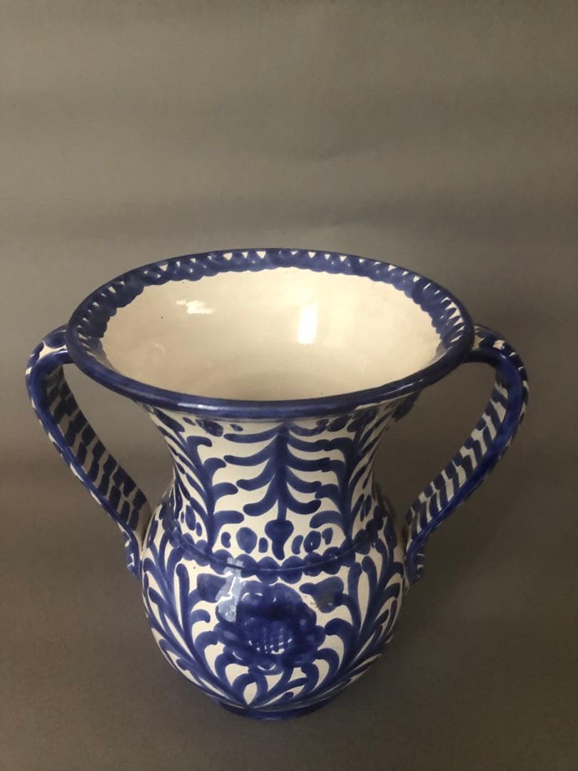 スペイン陶器　グラナダ両手付き花瓶