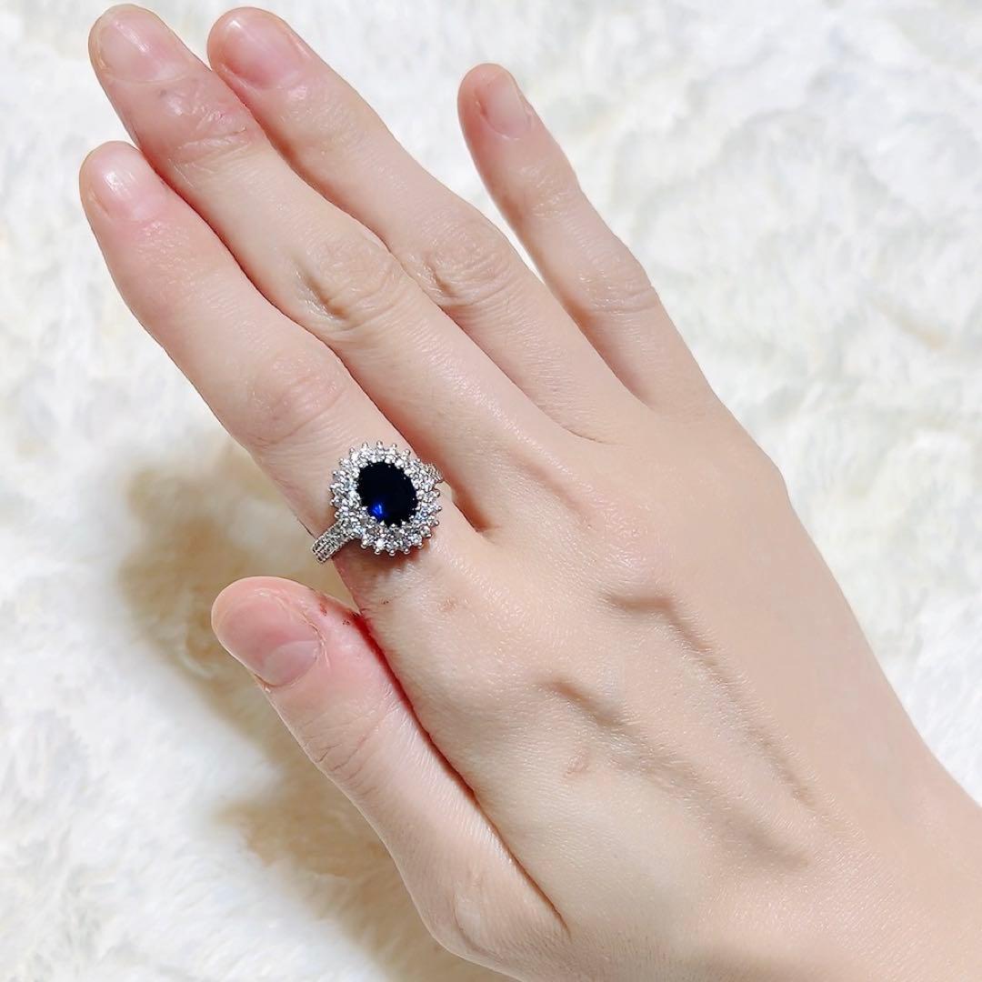 スリランカ産ブルーサファイアのシルバーリング　9号