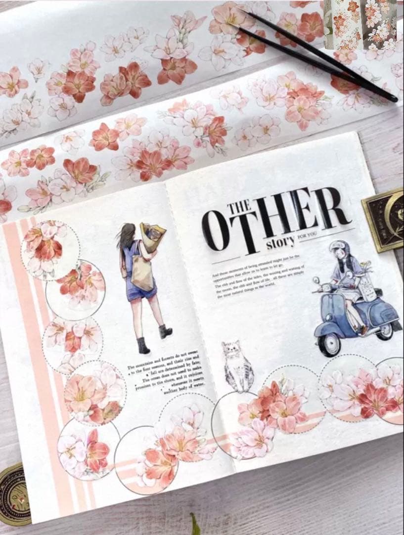 贝壳 番茄炒蛋 ダイカット加工 6cm×4.4m 海外マスキングテープ