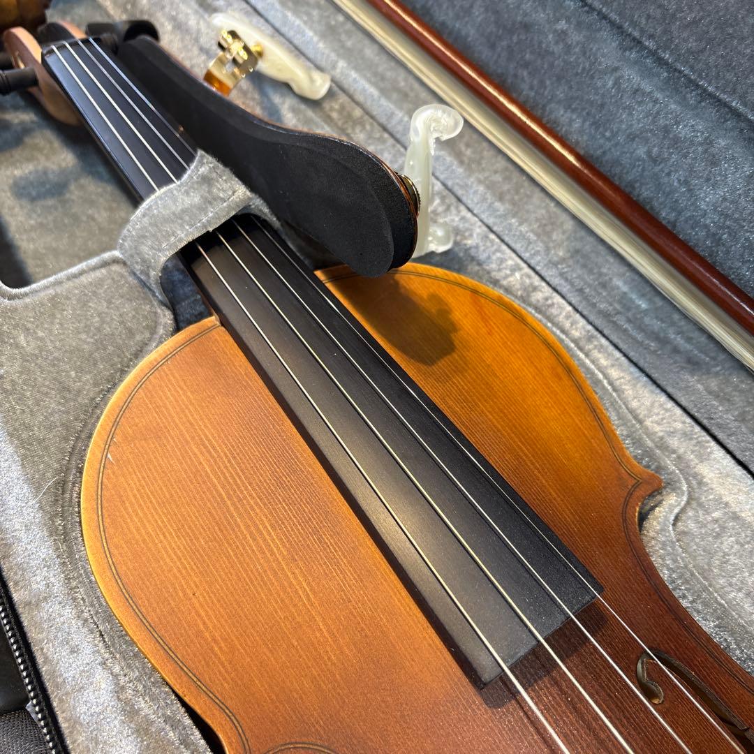 バイオリン 初心者セット 指板マークチューナー 予備弦セット付きブラウン ケース